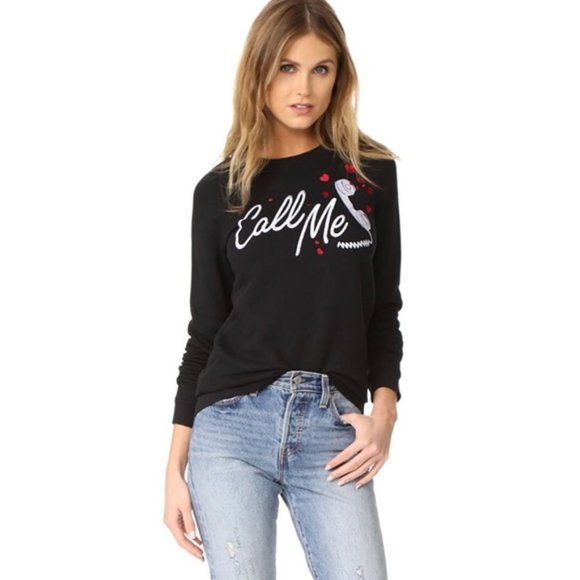 Zoe Karssen Black Pullover Sweater "Call Me" Med - Picture 1 of 7